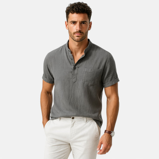Chardon | Men’s Linen-Cotton Henley – Breezy Comfort, Timeless Character