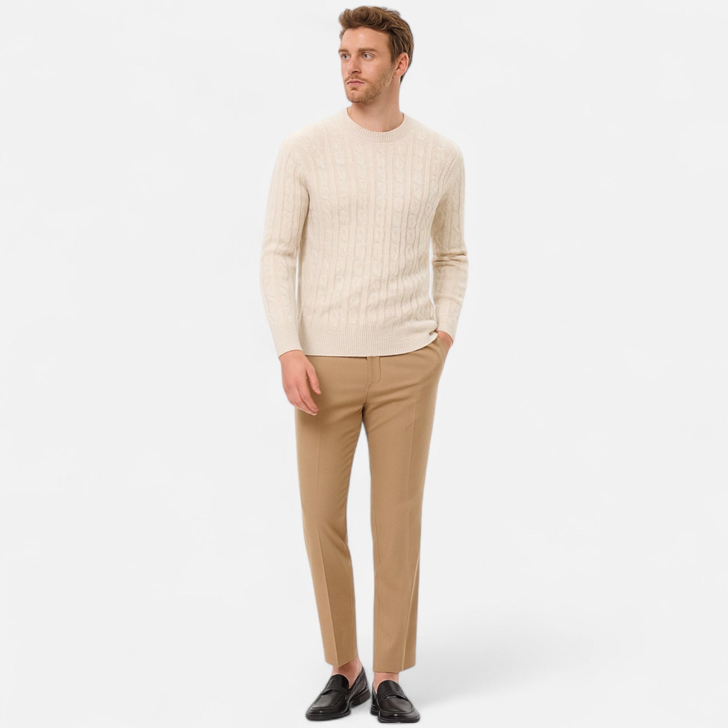 Chardon | Men’s Cable Knit Round Neck Pullover