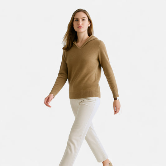 Chardon | Women’s Merino Wool V-Neck Hooded Sweater