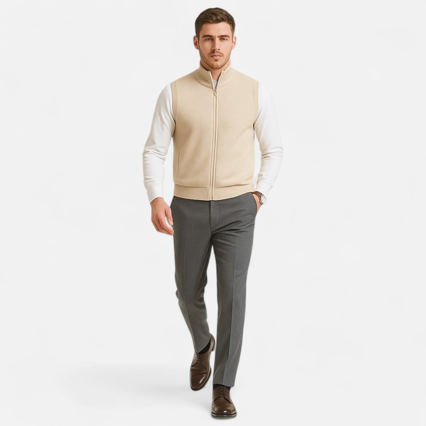 Chardon | Men’s Wool Mock Neck Zipper Vest